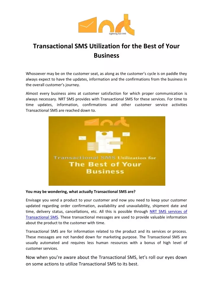 transactional sms utilization for the best