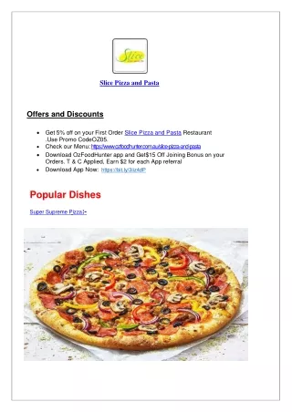 slice pizza and pasta offers and discounts