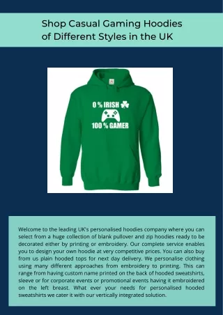 Shop Casual Gaming Hoodies of Different Styles in the UK