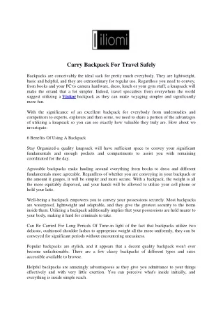 carry backpack for travel safely