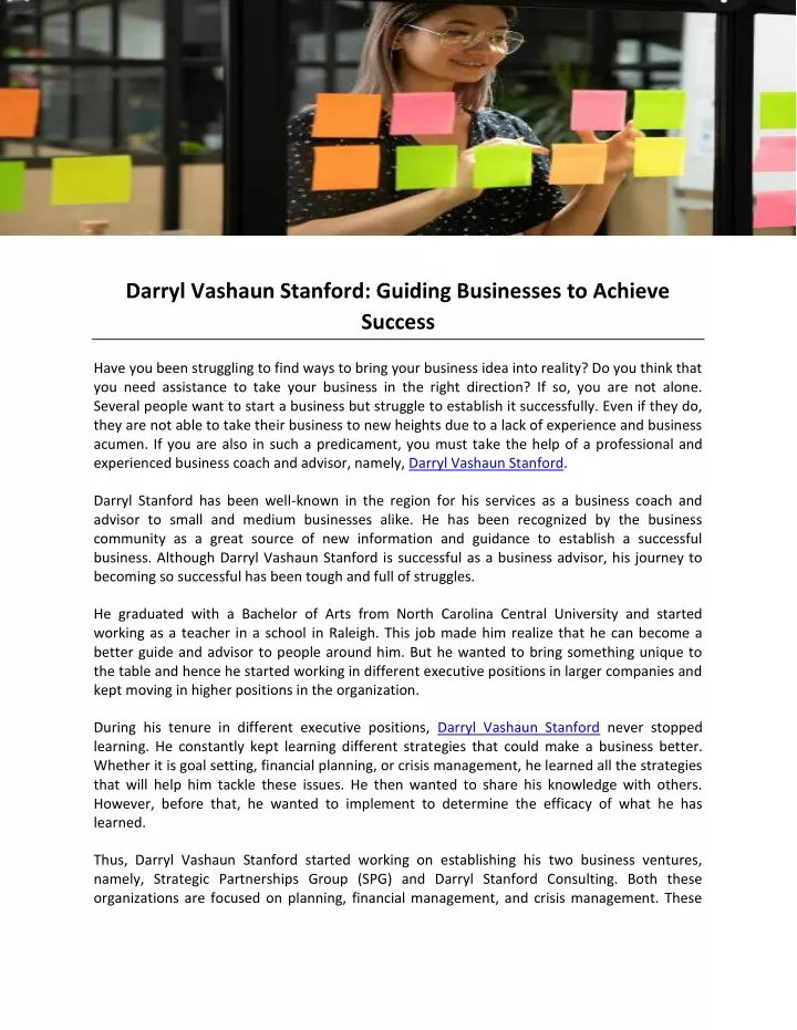 darryl vashaun stanford guiding businesses