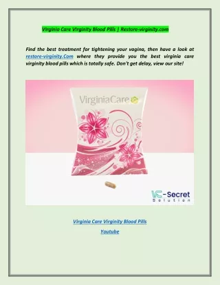 Virginia Care Virginity Blood Pills | Restore-virginity.com