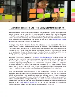 learn how to excel in life from darryl stanford