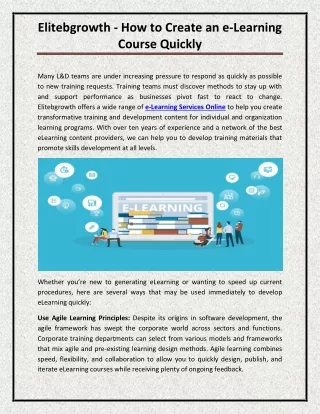 elitebgrowth how to create an e learning course