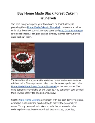 Buy Home Made Black Forest Cake In Tirunelveli