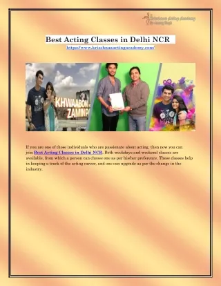 best acting classes in delhi ncr https