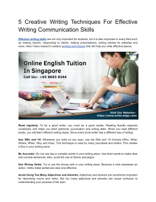 5 creative writing techniques for effective