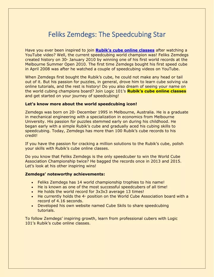 feliks zemdegs the speedcubing sta feliks zemdegs