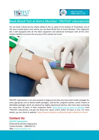 Book Blood Test at Home in Mumbai