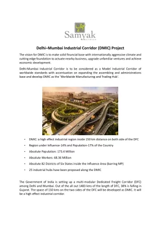 Delhi–Mumbai Industrial Corridor (DMIC) Project