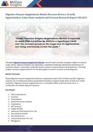 digestive enzyme supplements market revenue