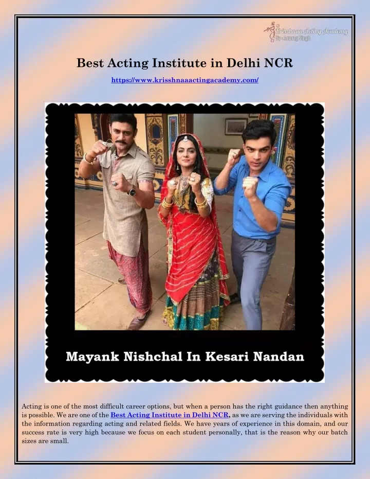 best acting institute in delhi ncr