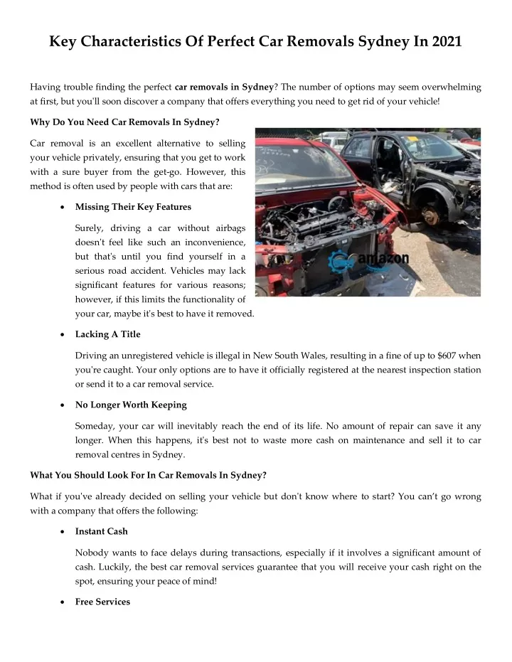 key characteristics of perfect car removals