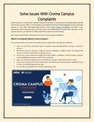 solve issues with croma campus solve issues with