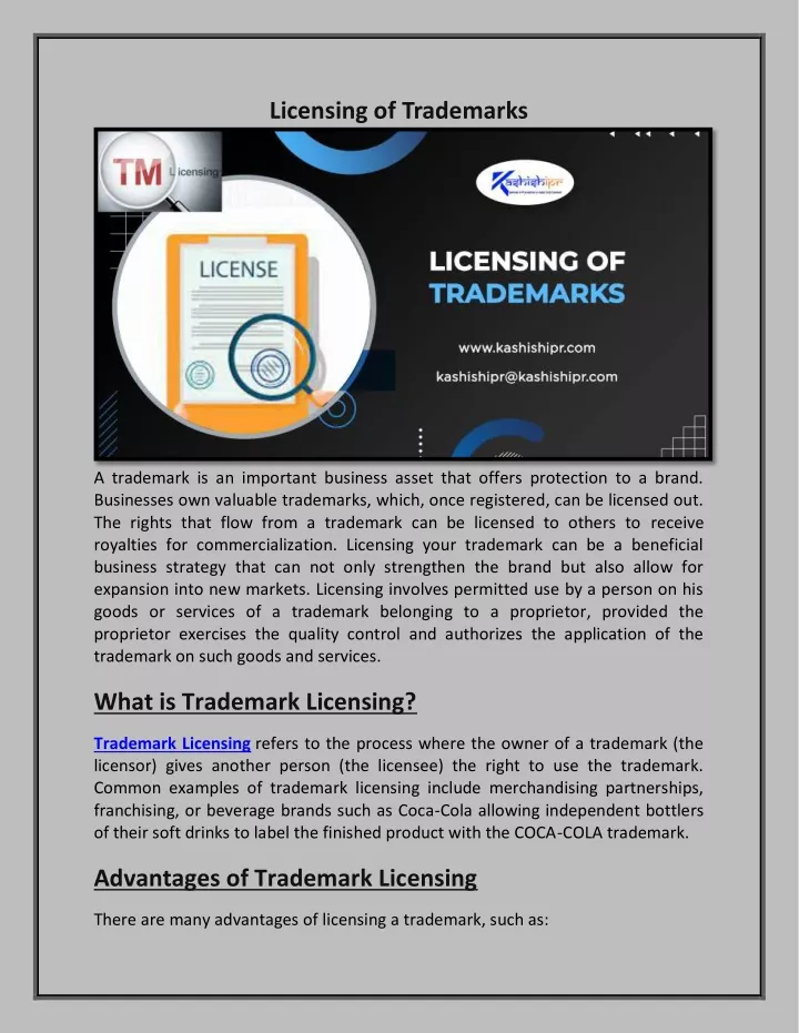 licensing of trademarks