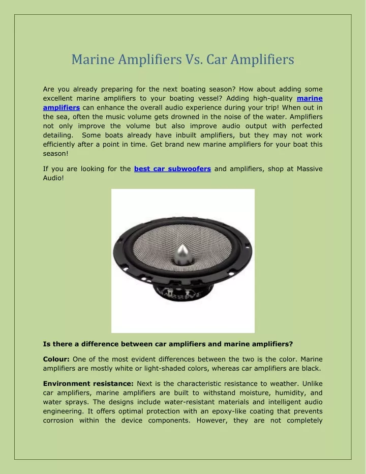 marine amplifiers vs car amplifiers