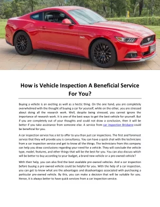How is Vehicle Inspection A Beneficial Service For You
