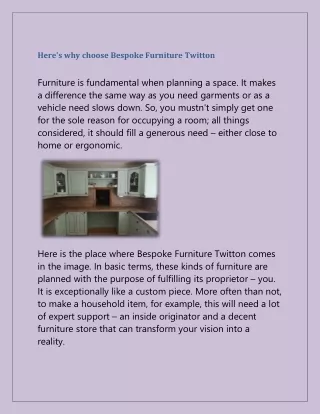 here s why choose bespoke furniture twitton