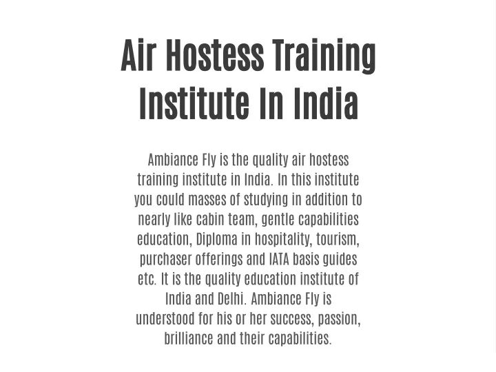 air hostess training institute in india