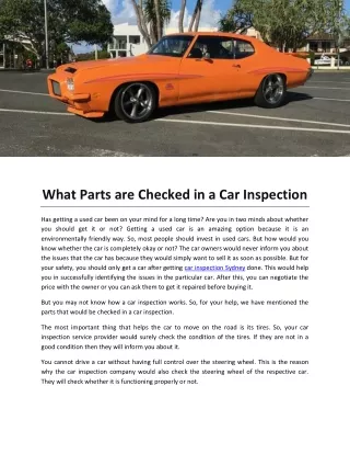 What Parts are Checked in a Car Inspection