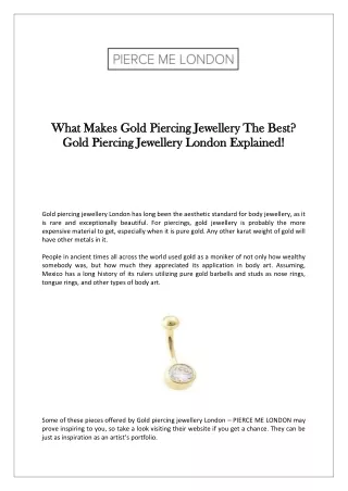 What Makes Gold Piercing Jewellery The Best - Gold Piercing Jewellery London Explained!
