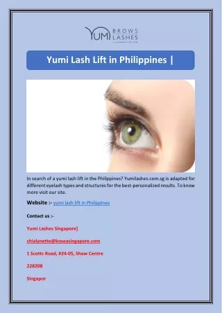 Yumi Lash Lift in Philippines | Yumilashes.com.sg