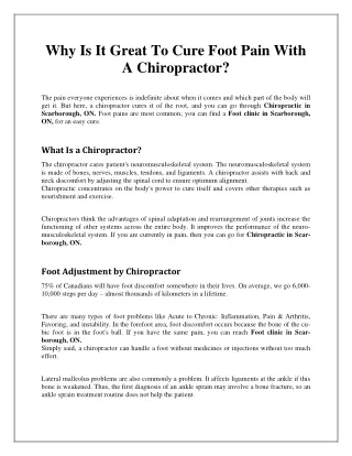 Why Is It Great To Cure Foot Pain With A Chiropractor