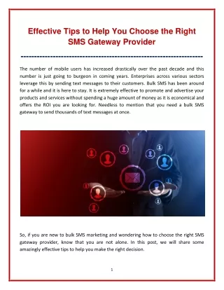 Effective Tips to Help You Choose the Right SMS Gateway Provider