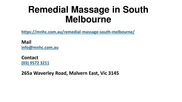 remedial massage in south melbourne