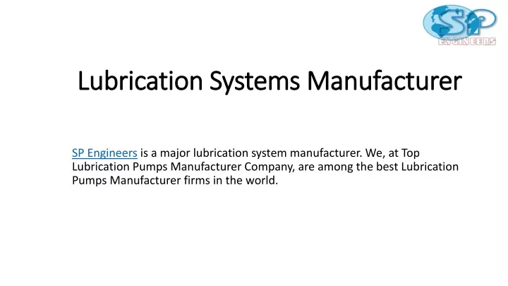 lubrication systems manufacturer