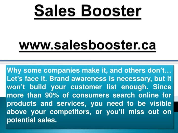 sales booster www salesbooster ca