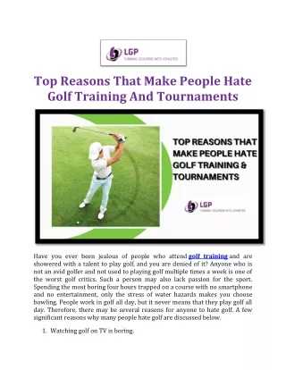 Top reasons that makes people hate golf training and tournaments