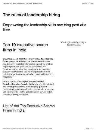 Top 10 executive search/headhunting firms in India