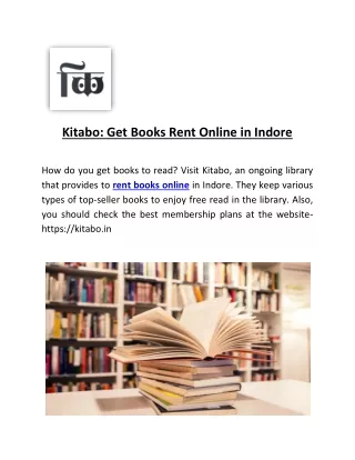 Kitabo- Get Books Rent Online in Indore