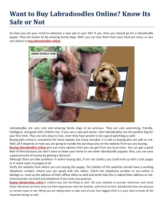Want to Buy Labradoodles Online - Know Its Safe or Not