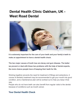 Dental Health Clinic Oakham, UK - West Road Dental