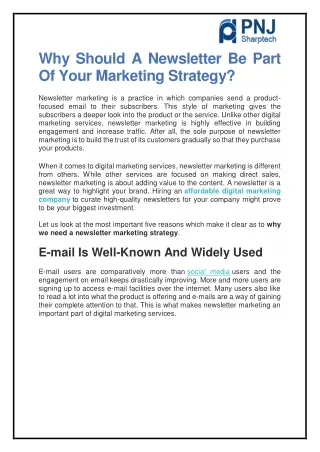 Why Should A Newsletter Be Part Of Your Marketing Strategy