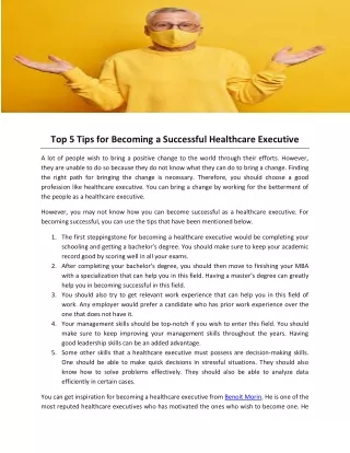 Top 5 Tips for Becoming a Successful Healthcare Executive