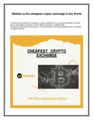 WeGain is the cheapest crypto exchange in the World