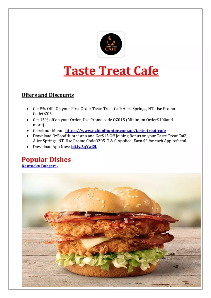 taste treat cafe offers and discounts