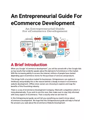 an entrepreneurial guide for ecommerce development