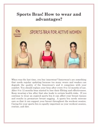 Sports Bras! How to wear and advantages