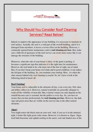 why should you consider roof cleaning why should