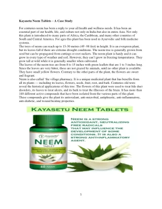 kayasetu neem tablets a case study for centuries