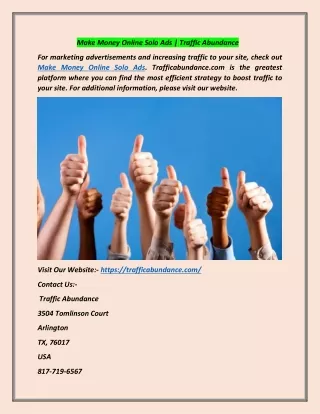 Make Money Online Solo Ads | Traffic Abundance