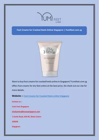 Foot Creams for Cracked Heels Online Singapore | Yumifeet.com.sg