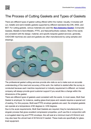 The Process of Cutting Gaskets and Types of Gaskets