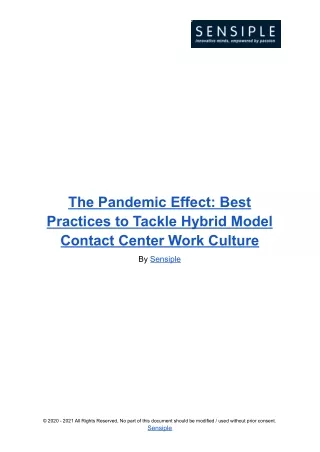 The Pandemic Effect_ Best Practices to Tackle Hybrid Model Contact Center Work Culture