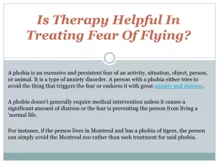 Is Therapy Helpful In Treating Fear Of Flying