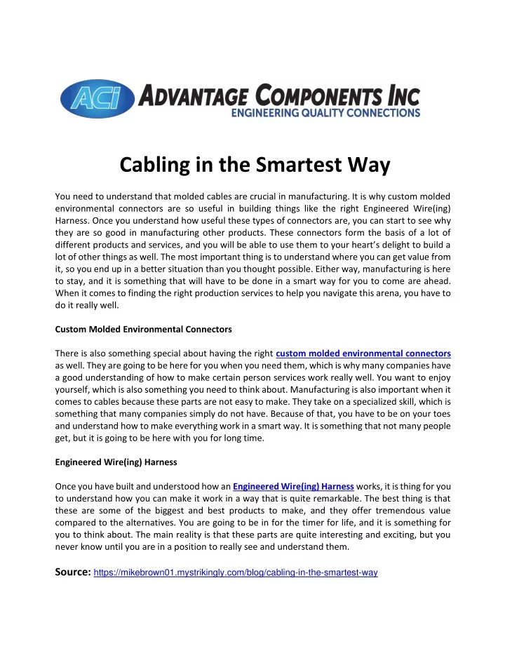 cabling in the smartest way